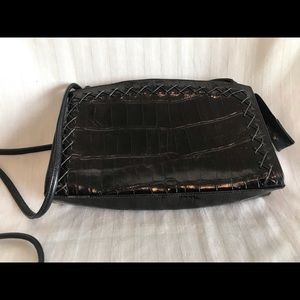 Sharif Leather Crocodile-Design Crossbody Purse